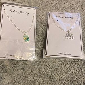 Silver and Green Pendant Necklace